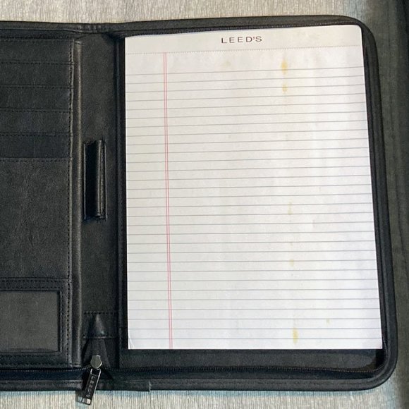 AIG Leeds Black Faux Leather Zip Around Organizer Portfolio Finance NEW - Picture 4 of 7